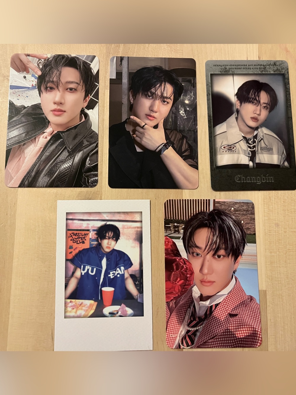 Set of 5 OFFICIAL Changbin of Stray Kids Photocards (Set # 5 )